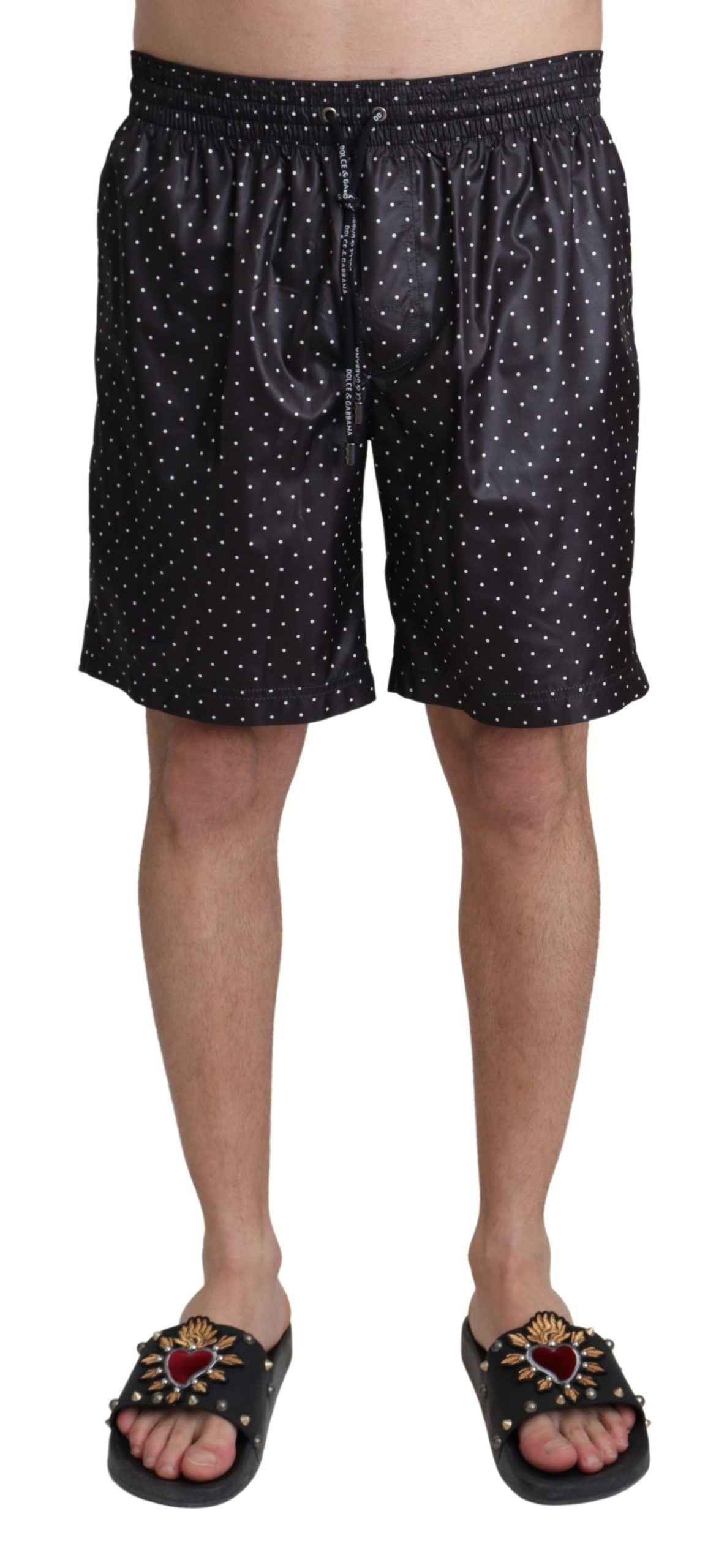 Dolce & Gabbana – Schwarze Strandmode mit Punktemuster