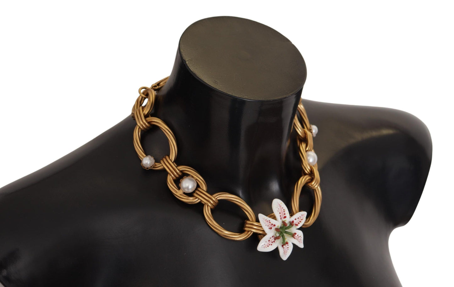 Dolce & Gabbana – Statement-Halskette mit Blumenmuster und goldener weißer Lilie