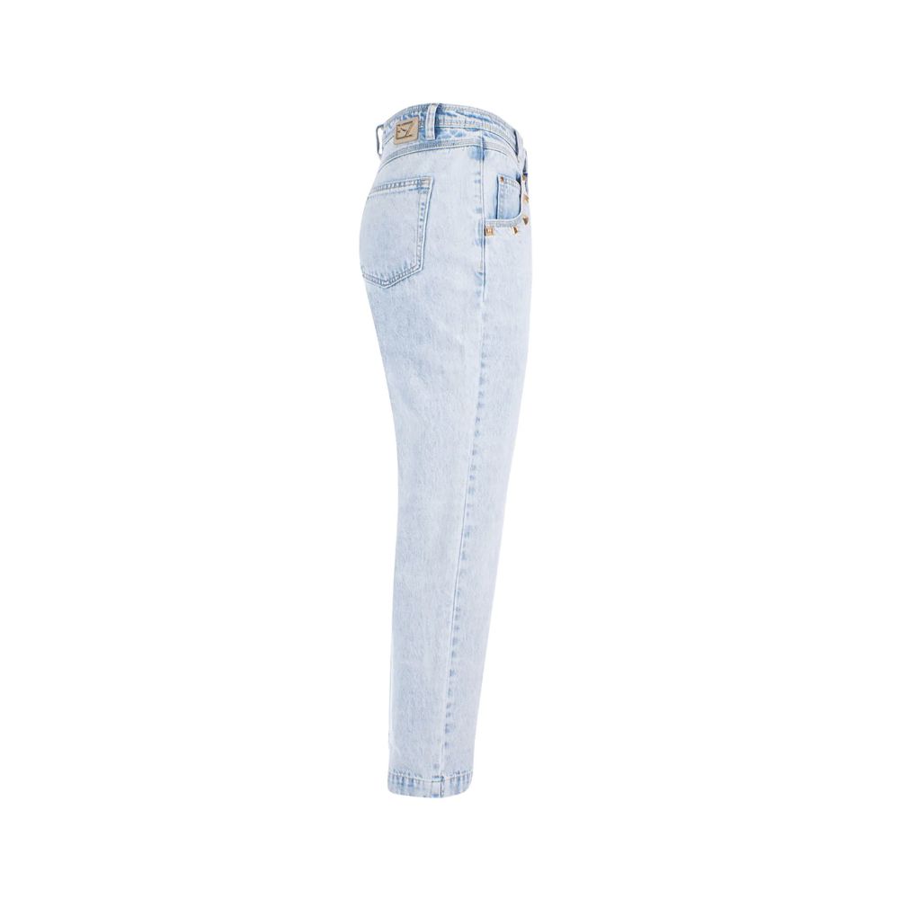 Yes Zee Blue Cotton Women High-Waisted Jean