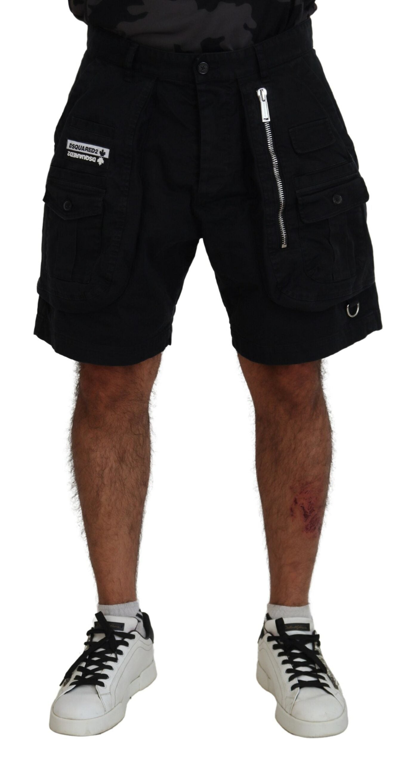 شورت بوكسر كارجو قطني أسود من Dsquared² فوق الركبة