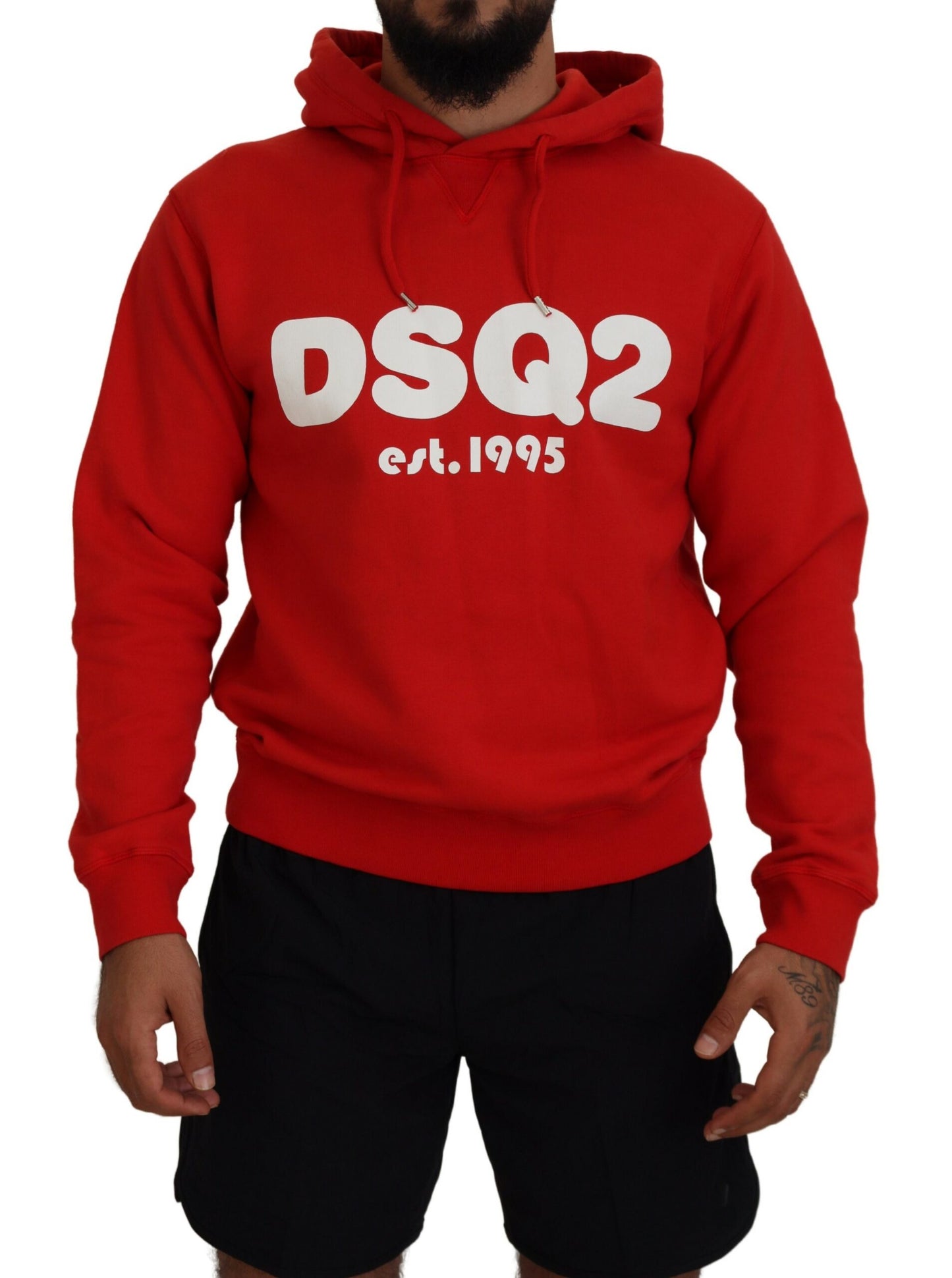 سترة رجالية مطبوعة بغطاء رأس من القطن الأحمر من Dsquared²