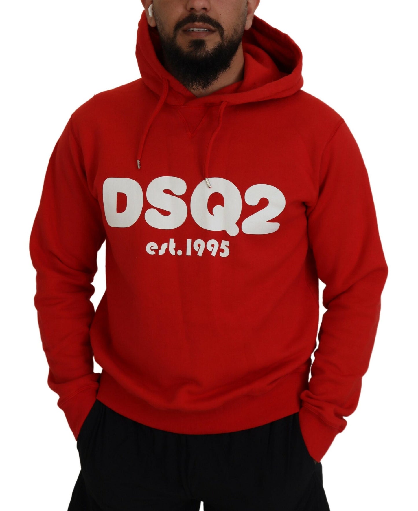 سترة رجالية مطبوعة بغطاء رأس من القطن الأحمر من Dsquared²