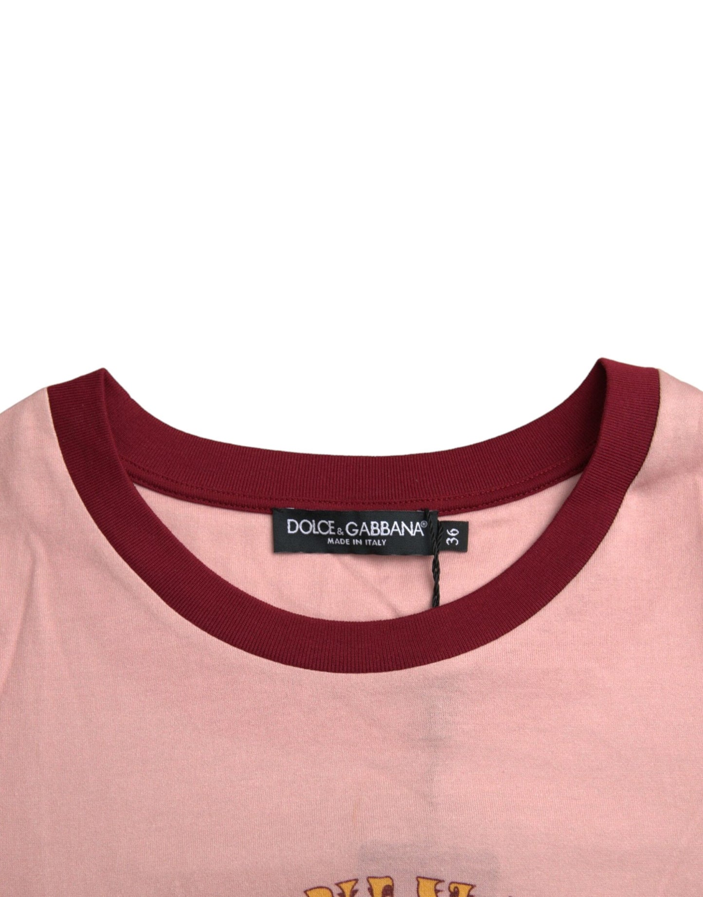 Dolce & Gabbana – Rosafarbenes T-Shirt aus Baumwolle mit kurzen Ärmeln und Rundhalsausschnitt
