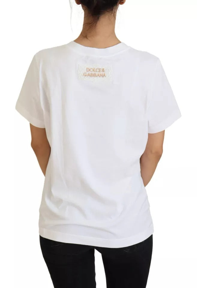 Dolce & Gabbana – Optisches, weißes, bedrucktes Kurzarm-Top
