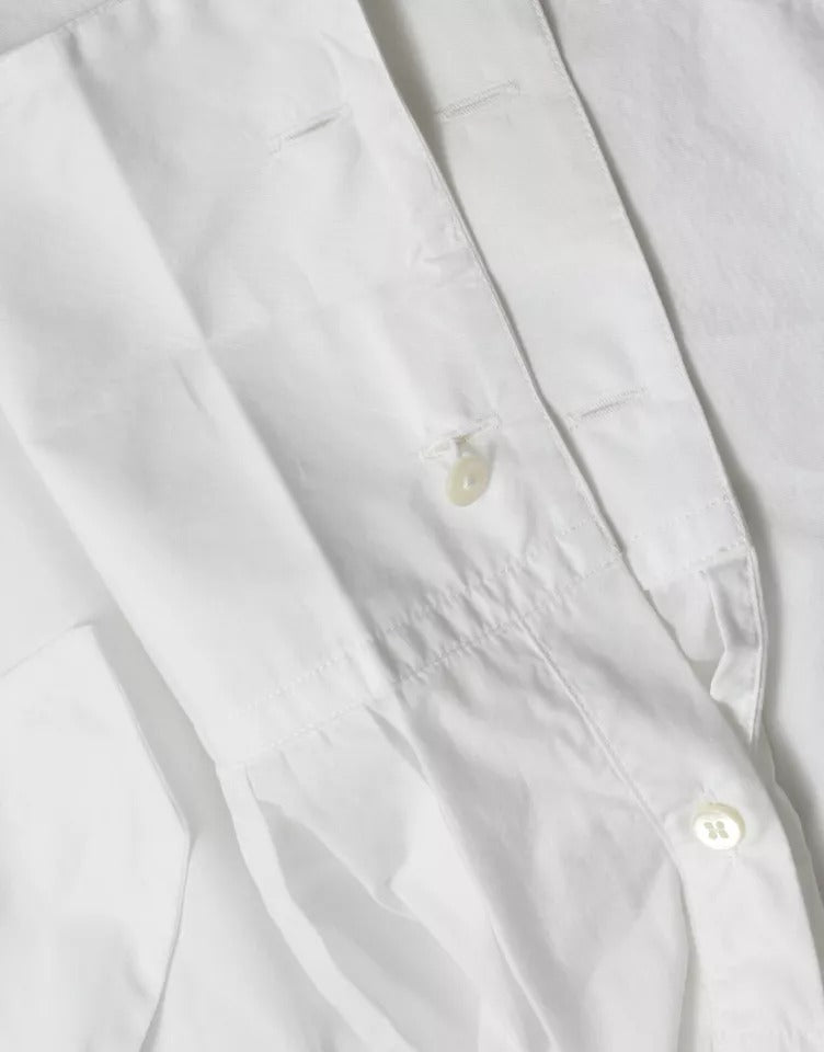 Dolce & Gabbana – Weißes, langärmliges Oberteil aus Baumwolle mit Ascot-Kragen