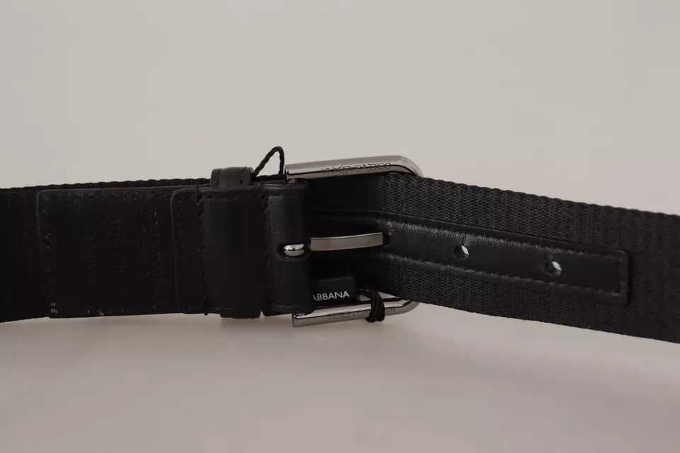 Dolce & Gabbana Gürtel mit Logo-Print und silberner Schnalle, blau/schwarz
