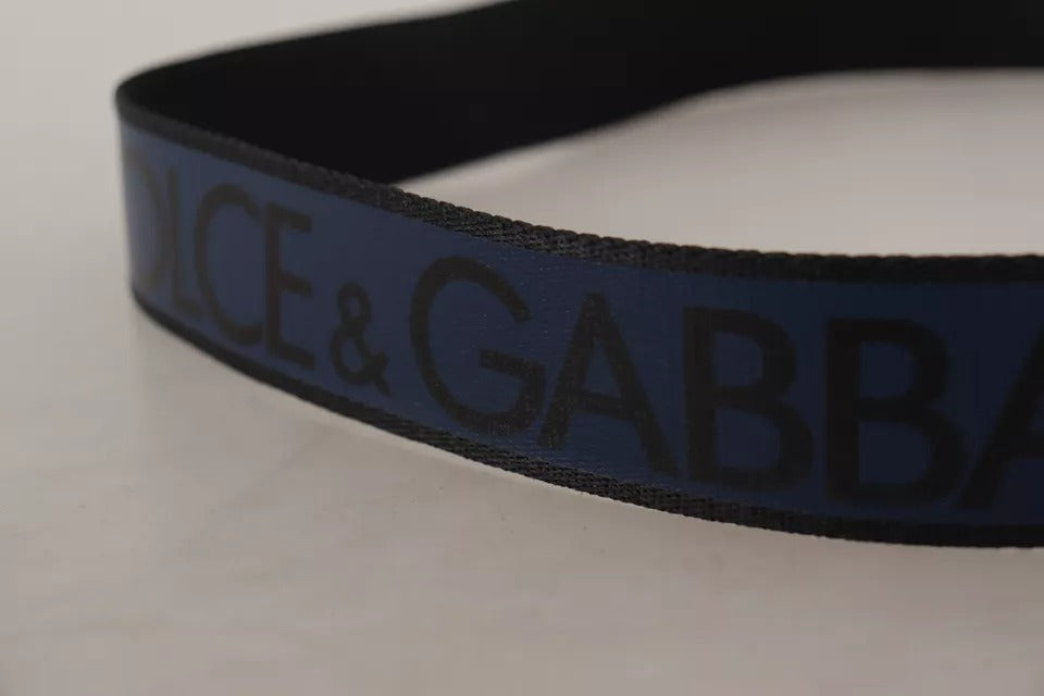 Dolce & Gabbana Gürtel mit Logo-Print und silberner Schnalle, blau/schwarz