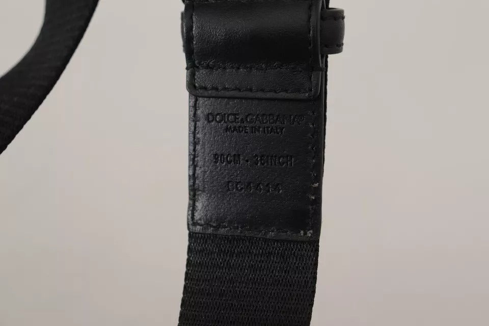 Dolce & Gabbana Gürtel mit Logo-Print und silberner Schnalle, blau/schwarz