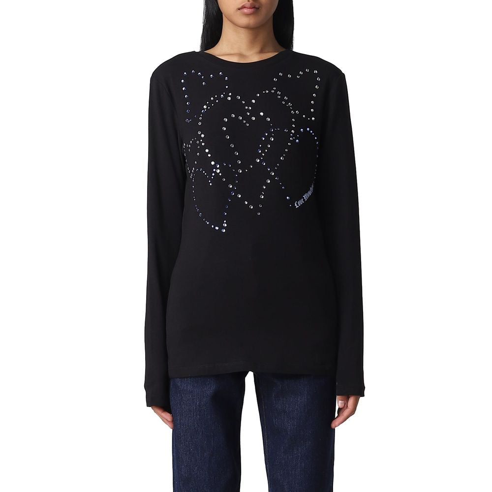 تي شيرت قطني مزين بأحجار الراين على شكل قلب من Love Moschino
