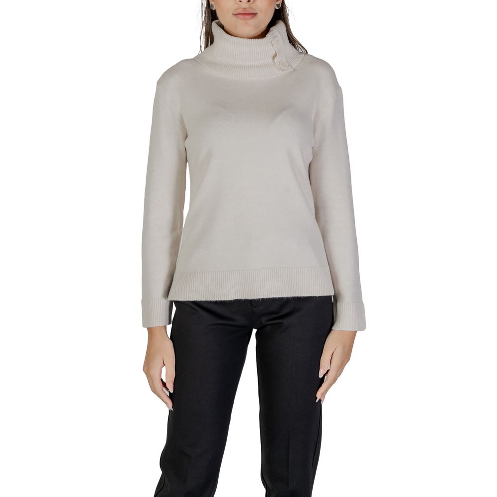 Street One – Rollkragenpullover aus cremefarbener Viskose