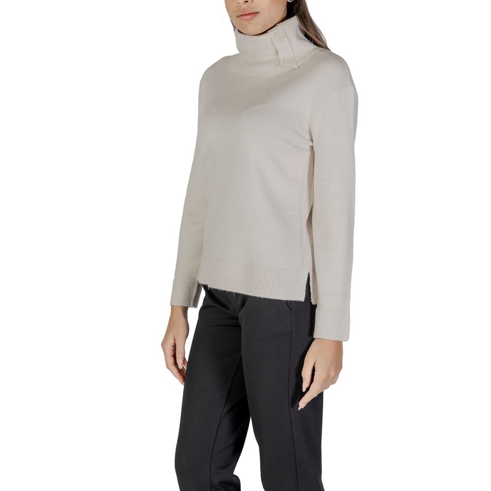 Street One – Rollkragenpullover aus cremefarbener Viskose