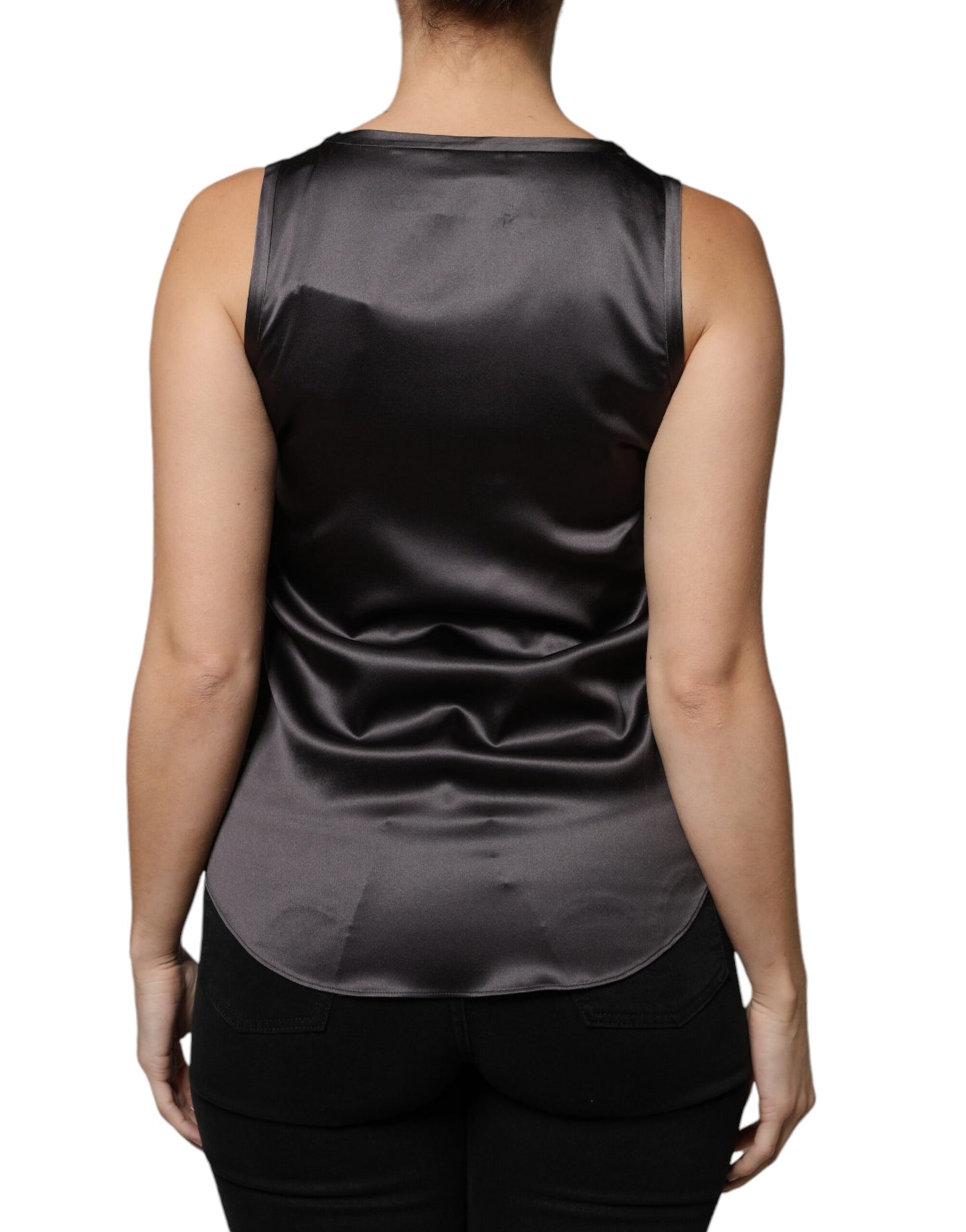 Brunello Cucinelli – Ärmelloses Tanktop aus Seidenmischung in Schwarz