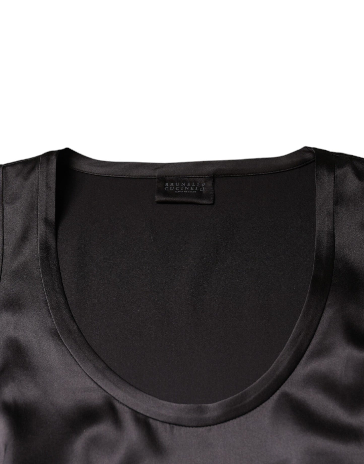 Brunello Cucinelli – Ärmelloses Tanktop aus Seidenmischung in Schwarz