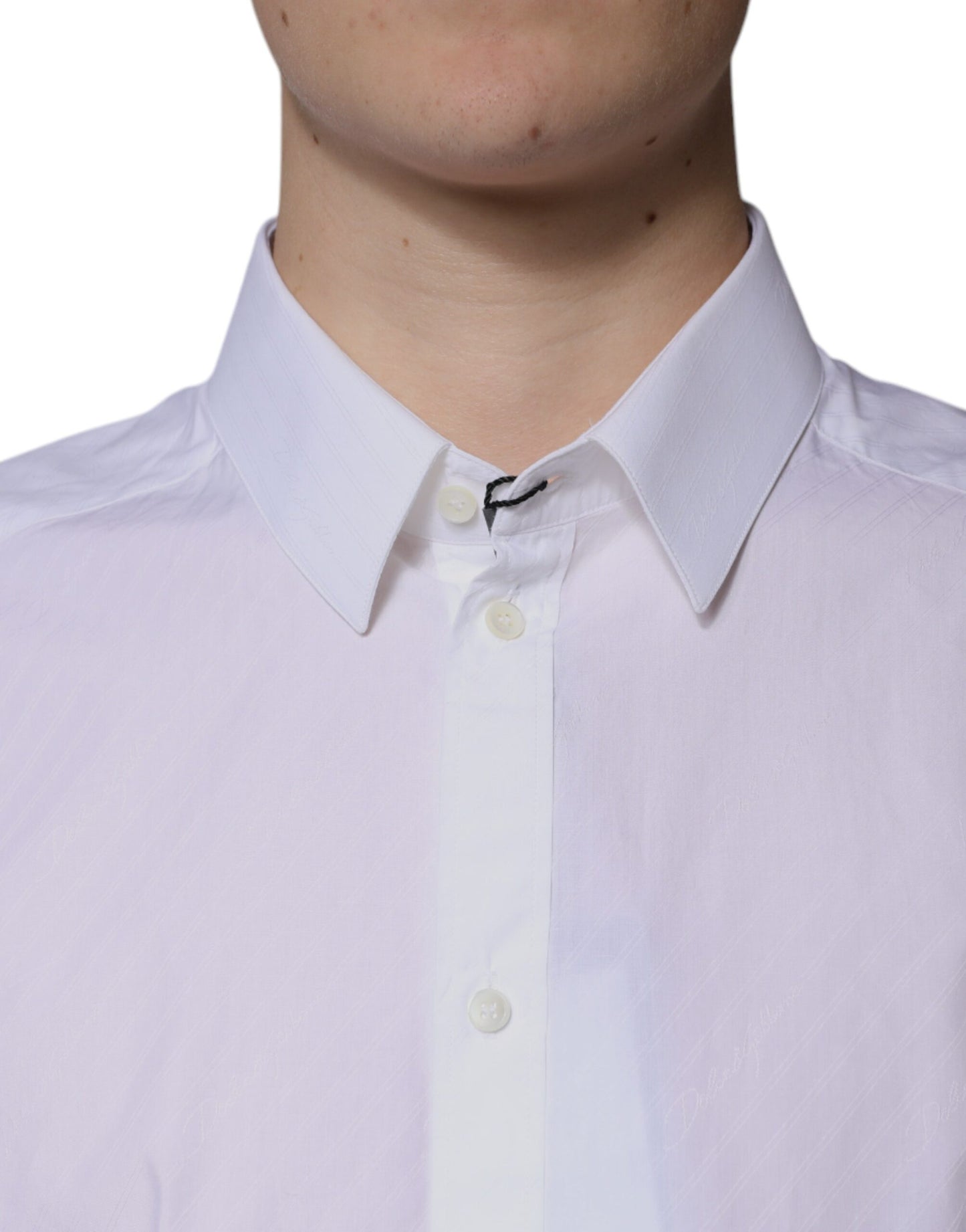 Dolce & Gabbana Weißes Langarm-Martini-Hemd aus Baumwolle