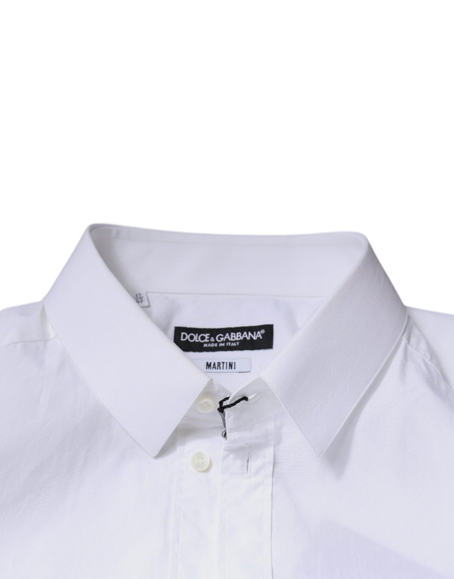 Dolce & Gabbana Weißes Langarm-Martini-Hemd aus Baumwolle