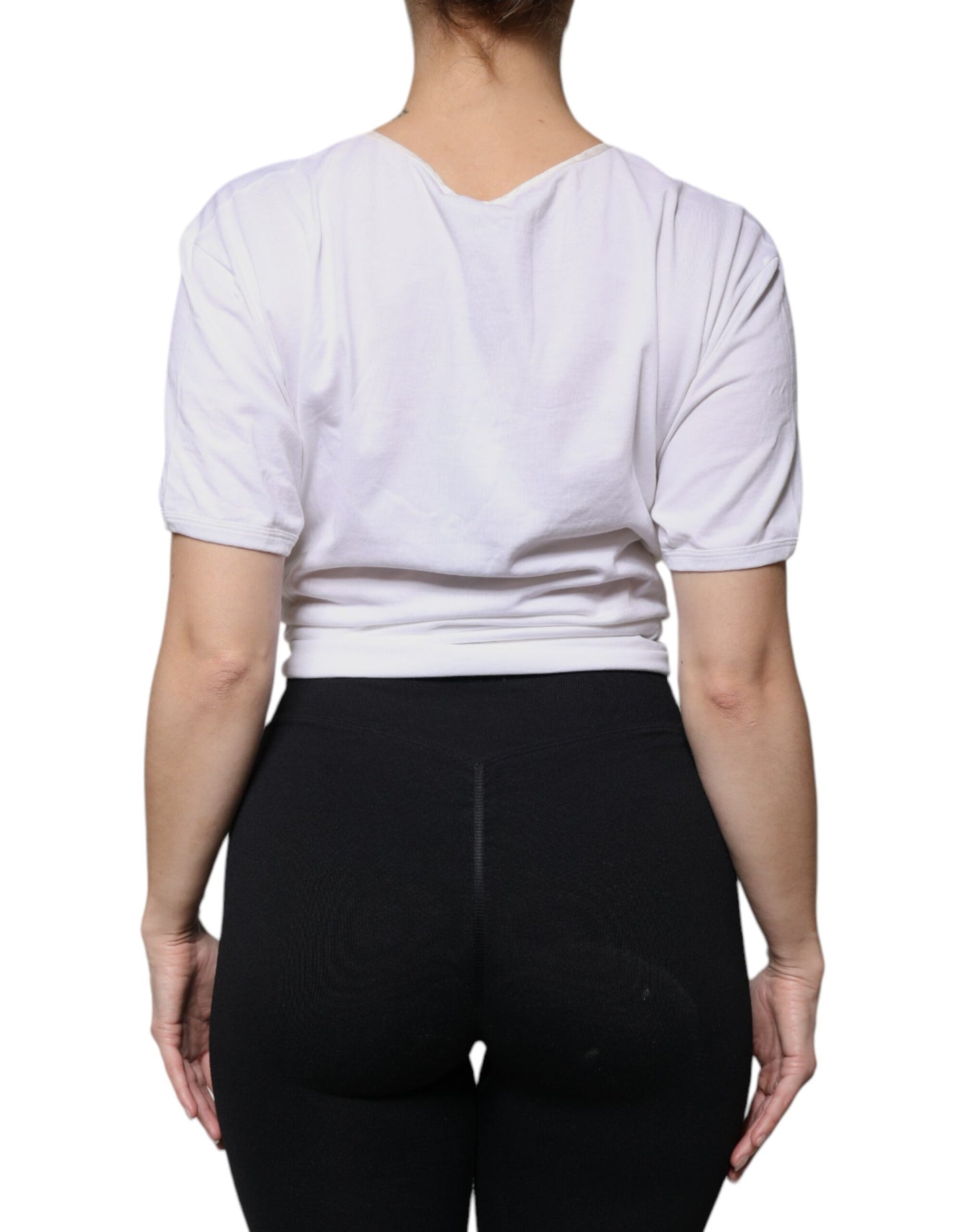 Dolce & Gabbana – Wickelbluse mit Rundhalsausschnitt, Weiß