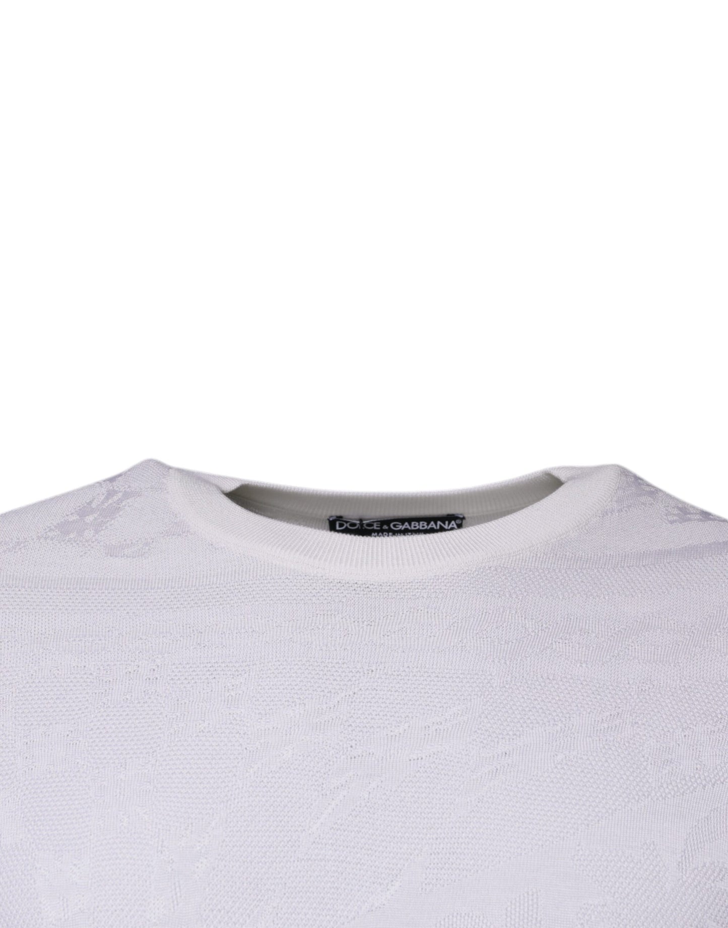 Dolce & Gabbana Weißer Seidenpullover mit Rundhalsausschnitt für Herren
