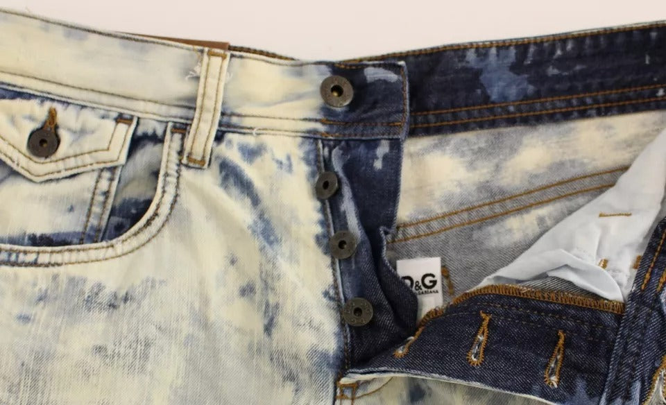 شورت جينز دولتشي آند غابانا أزرق من القطن المغسول من D&G