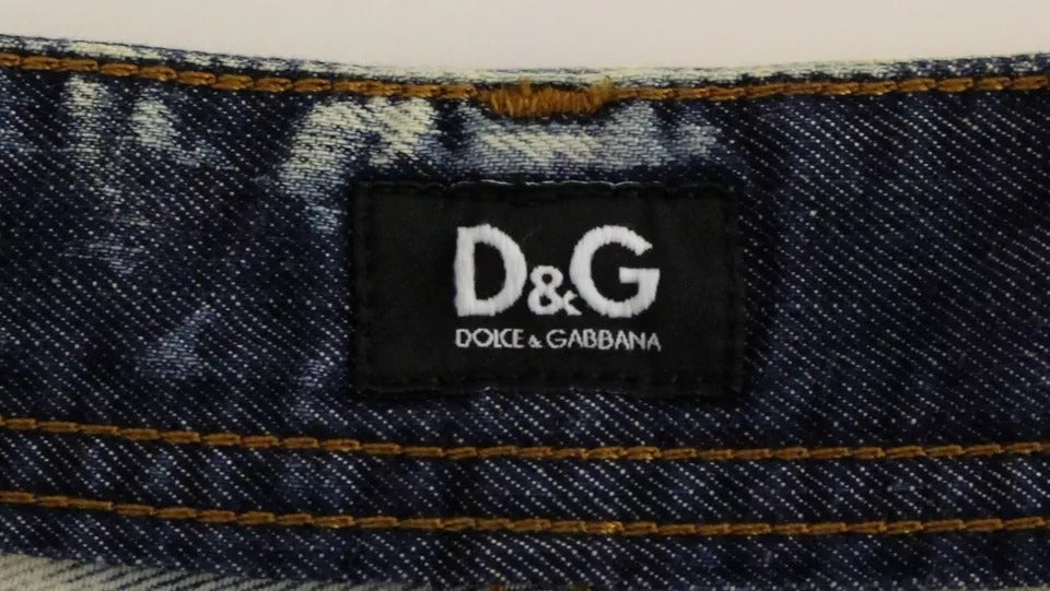شورت جينز دولتشي آند غابانا أزرق من القطن المغسول من D&G