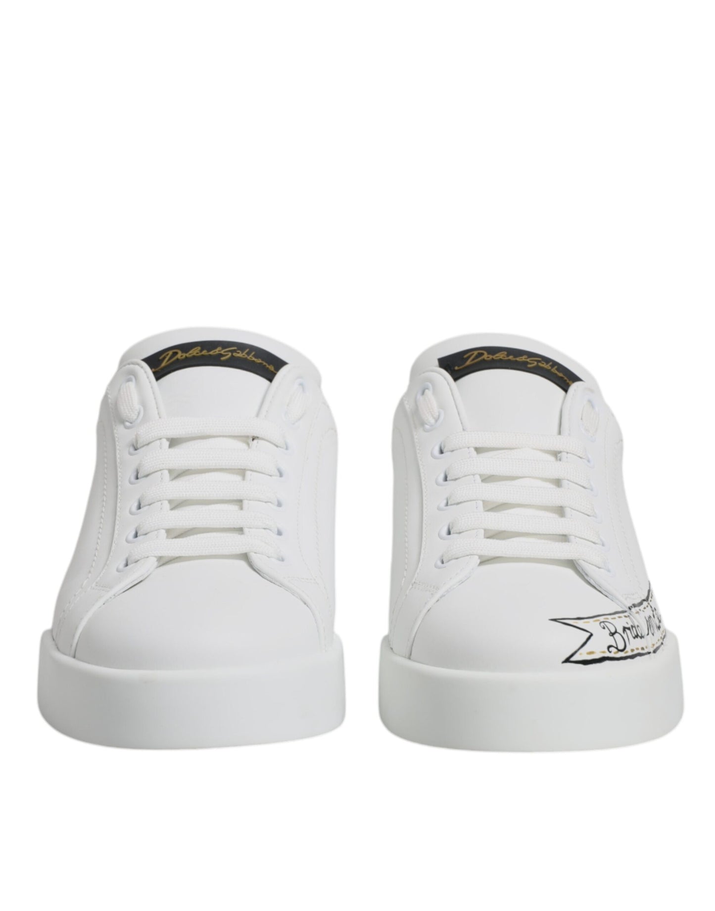 Dolce & Gabbana – Niedrige Schnür-Sneakers aus weißem Leder