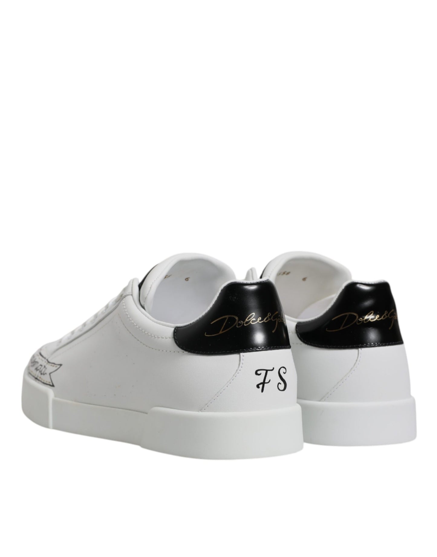 Dolce & Gabbana – Niedrige Schnür-Sneakers aus weißem Leder