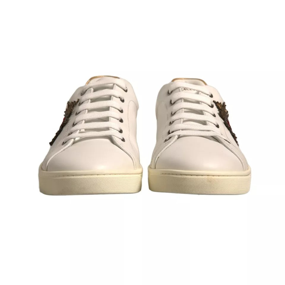 Dolce & Gabbana – Weiße Sneakers aus Leder mit Herzverzierung