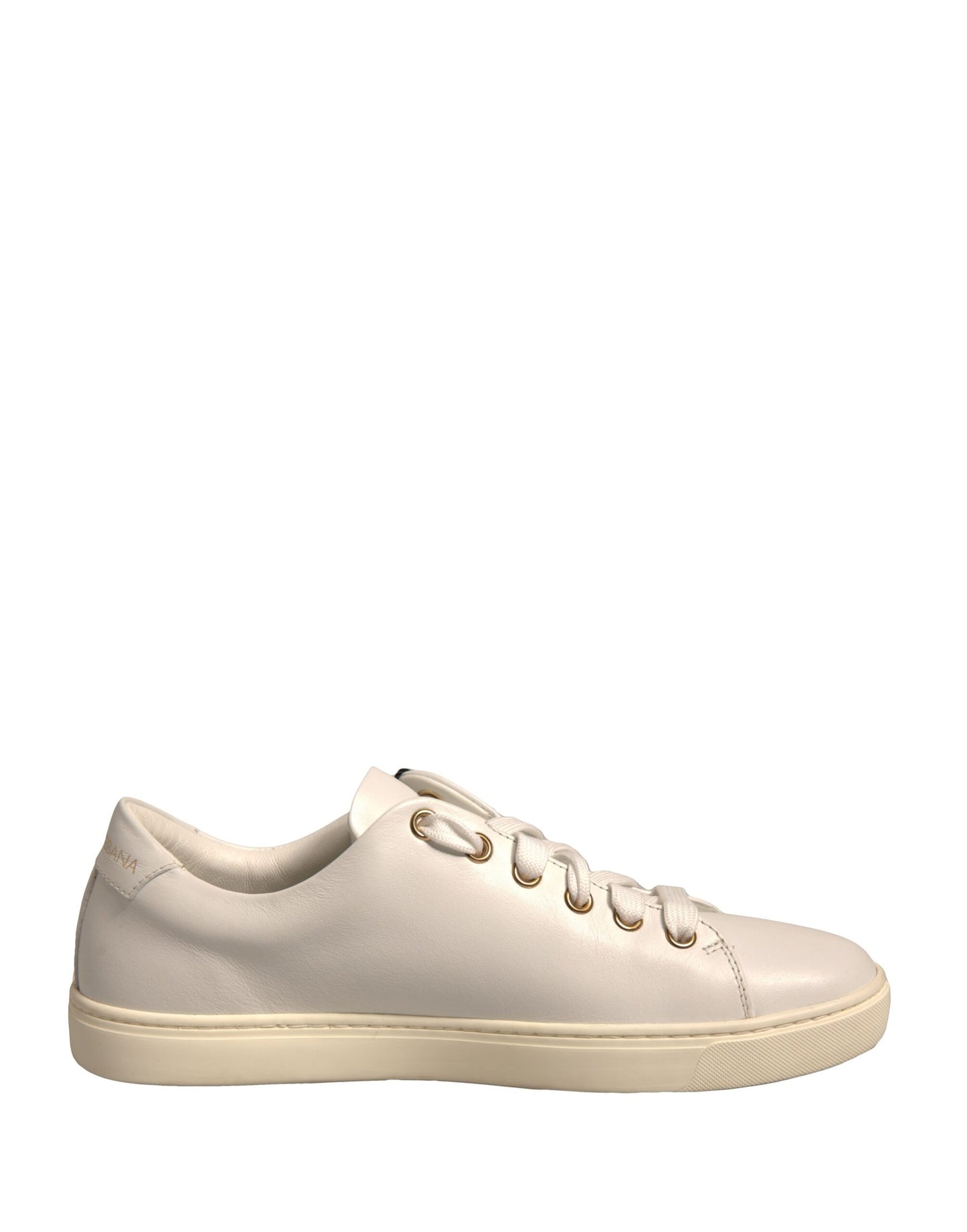 Dolce & Gabbana Weiße Leder Gold Rote Herz Sneakers Schuhe