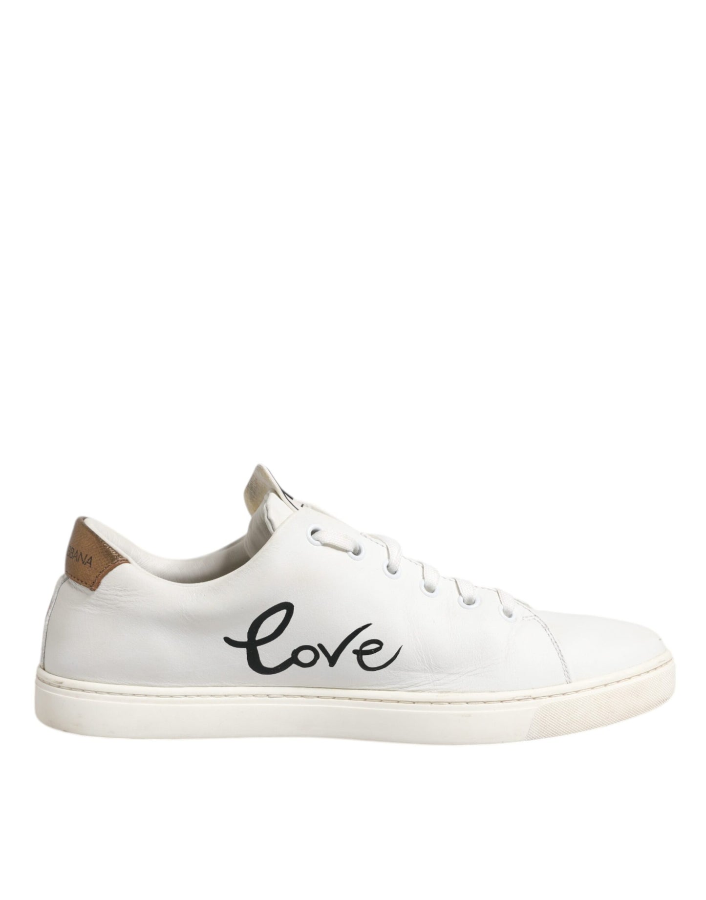 Dolce & Gabbana – Weiße Sneakers aus Leder mit Herzverzierung
