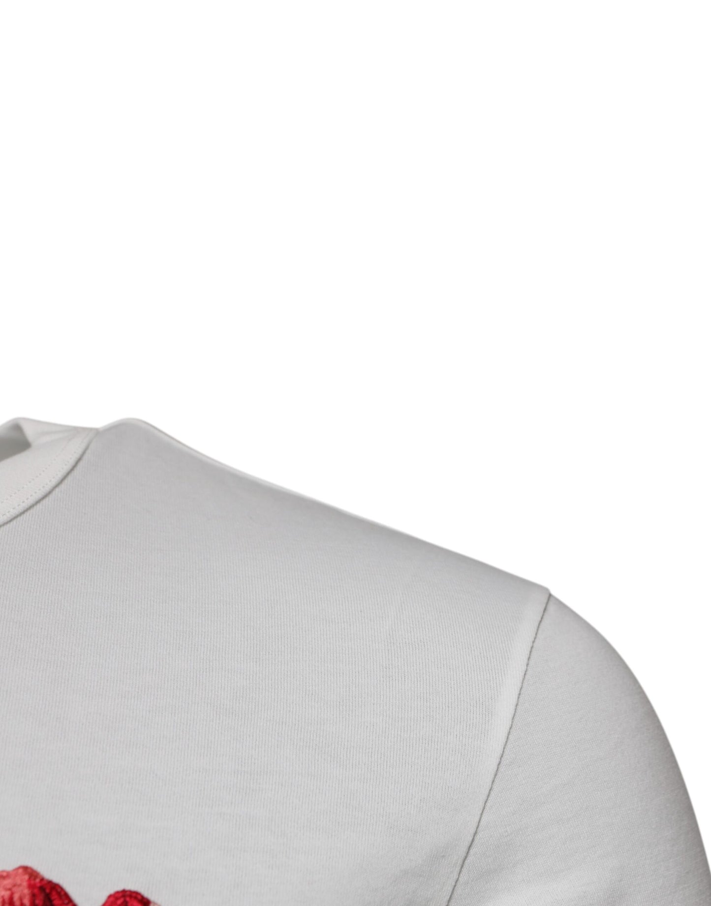 Dolce & Gabbana – Weißes Baumwoll-T-Shirt mit Rundhalsausschnitt und Blumenlogo