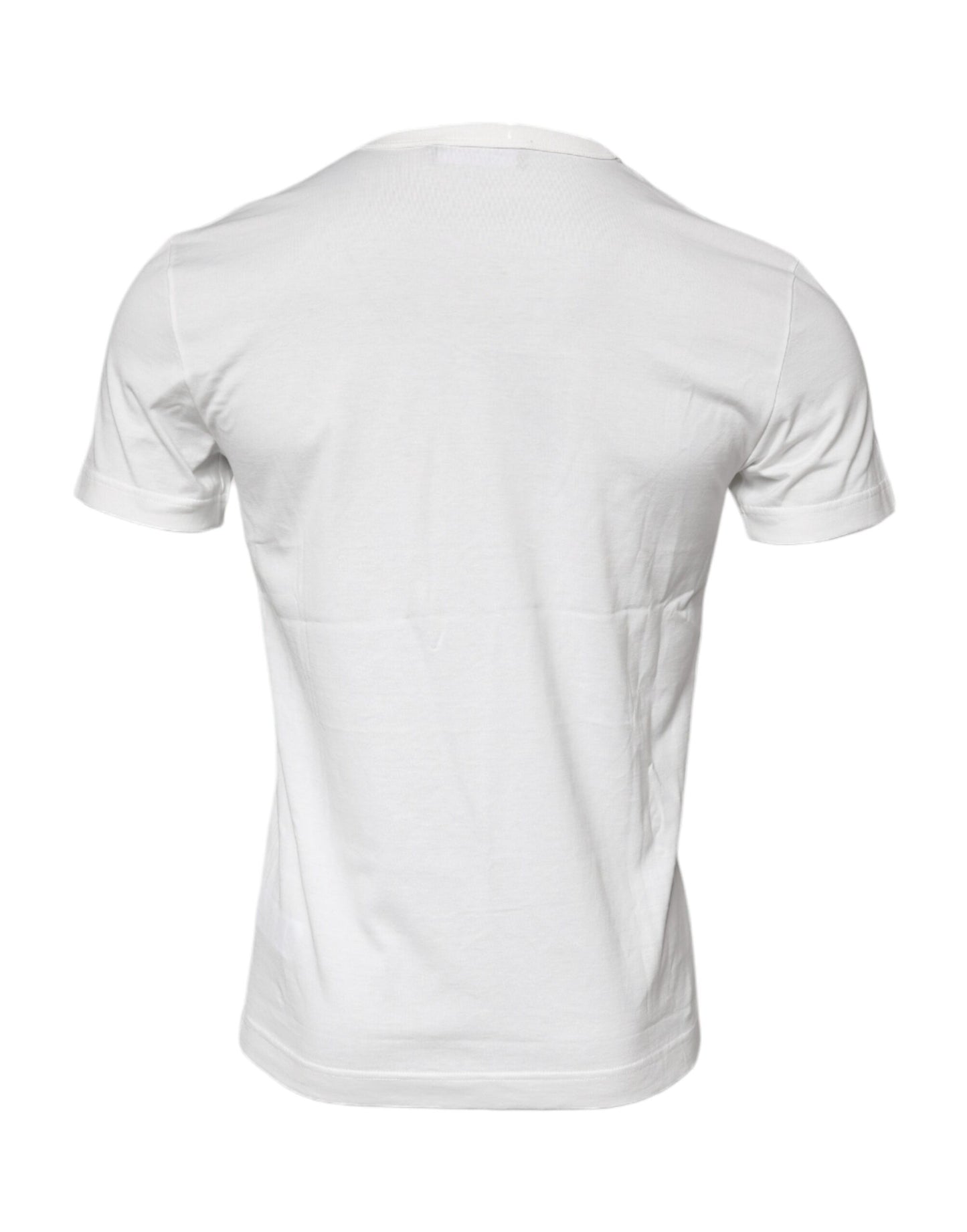 Dolce & Gabbana – Weißes Baumwoll-T-Shirt mit Rundhalsausschnitt und Blumenlogo