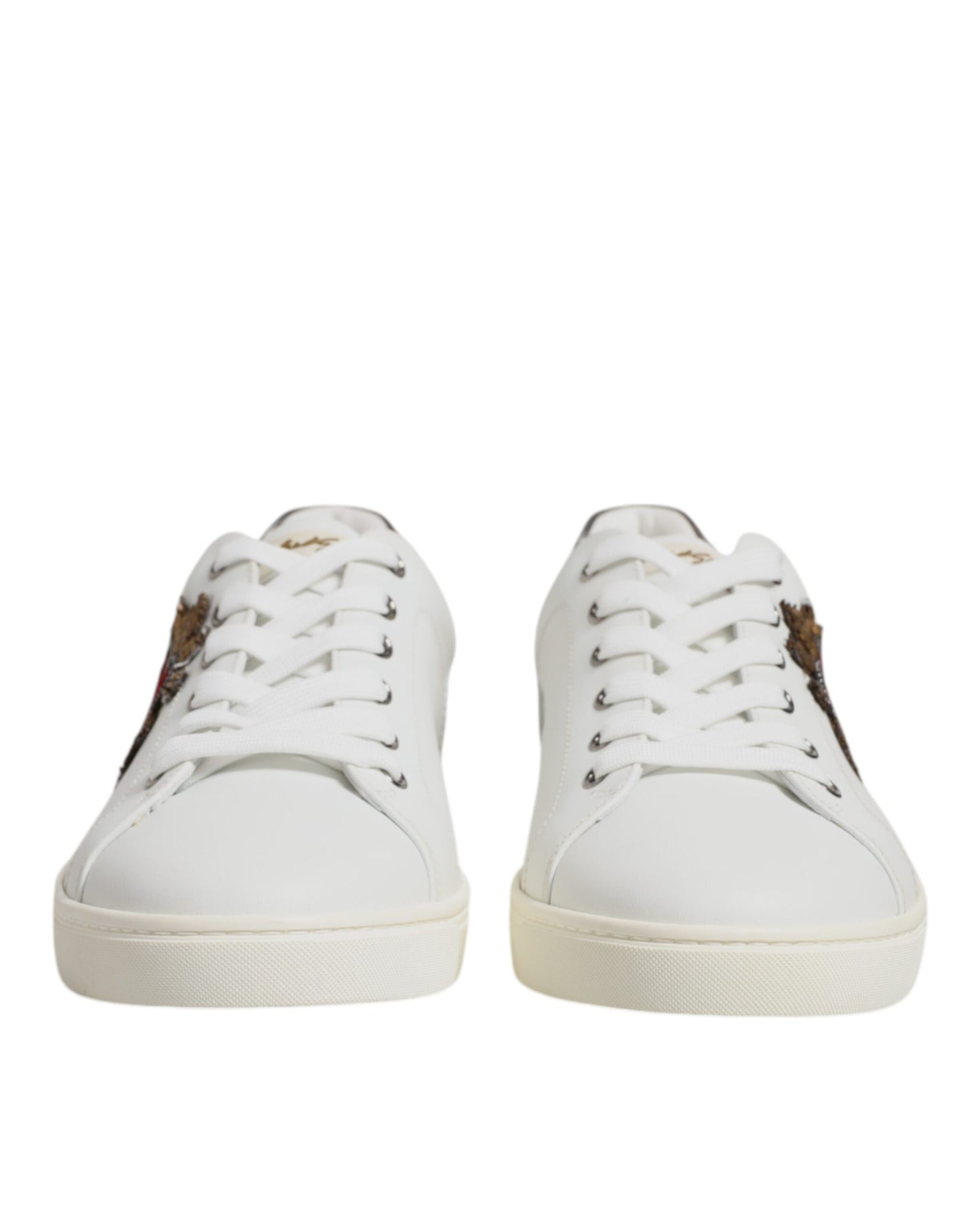 Dolce & Gabbana – Weiße Sneakers aus Leder mit Herzverzierung