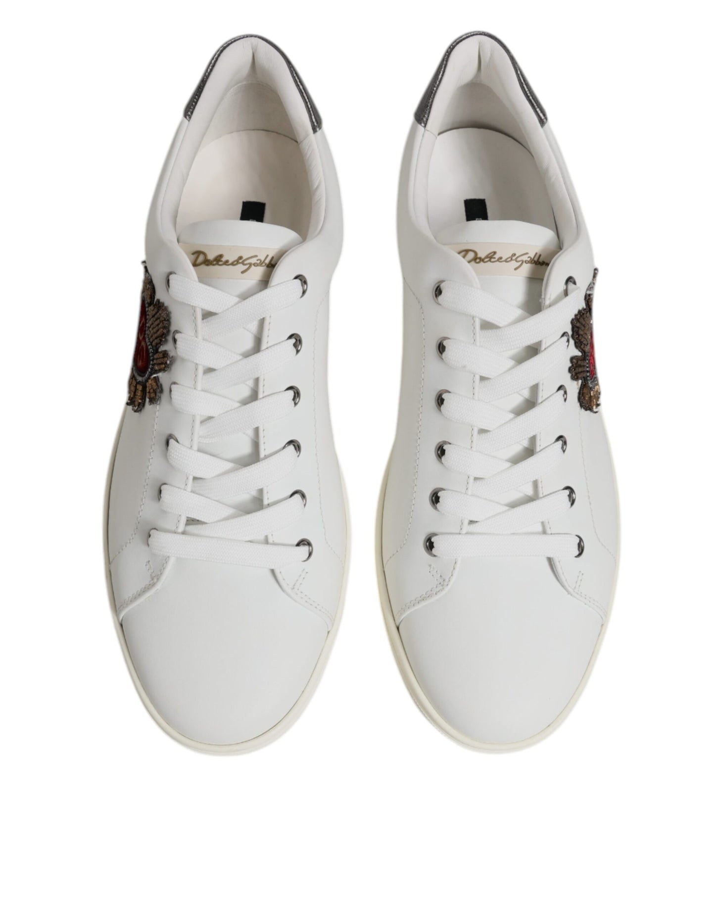 Dolce & Gabbana – Weiße Sneakers aus Leder mit Herzverzierung