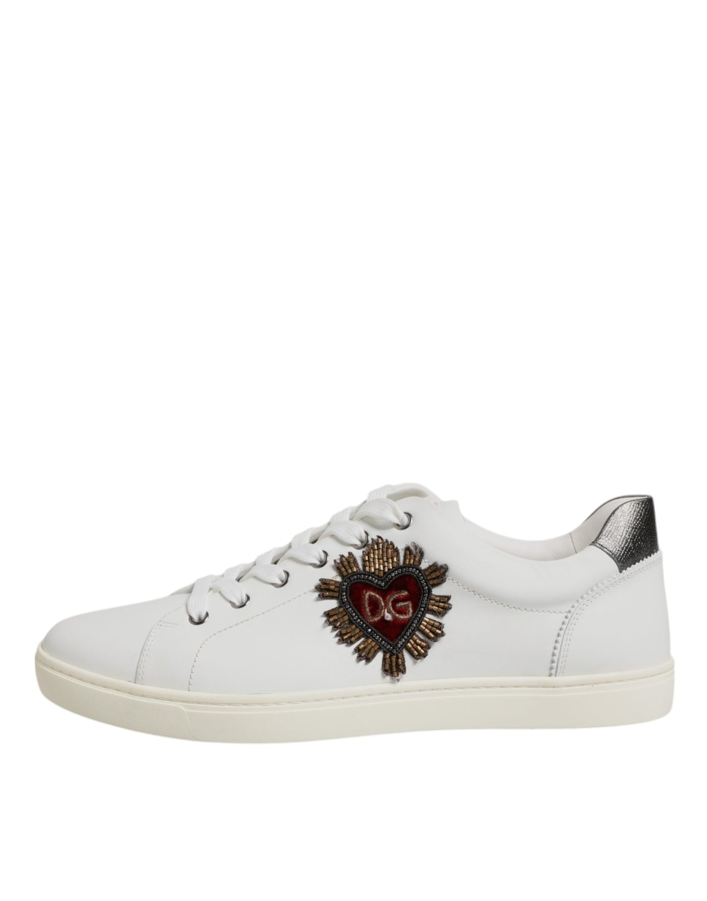Dolce & Gabbana – Weiße Sneakers aus Leder mit Herzverzierung