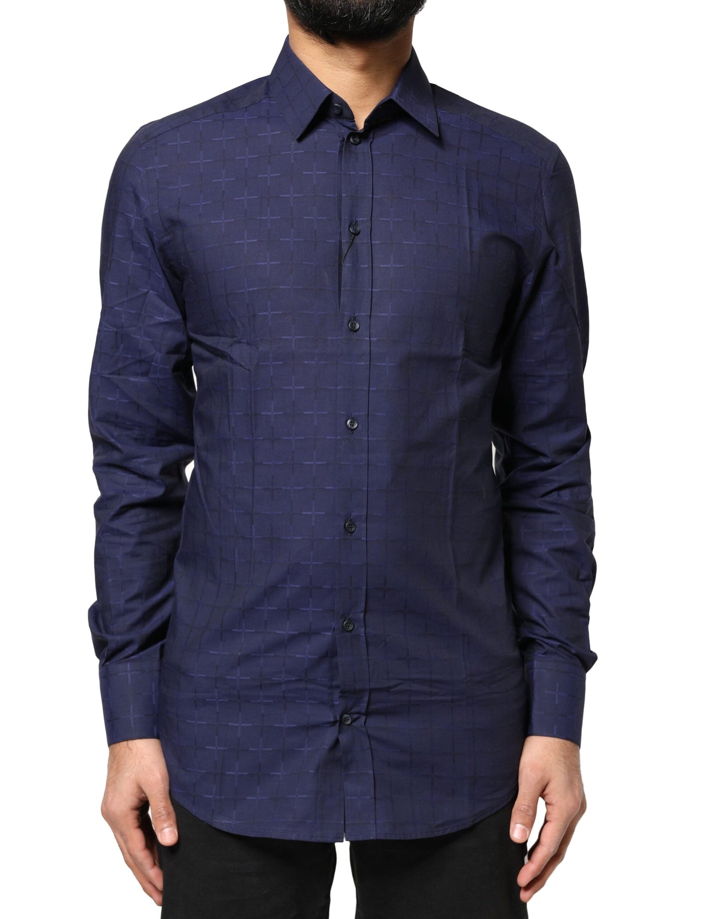 Dolce & Gabbana Blau kariertes Tartan GOLD Formelles Hemd