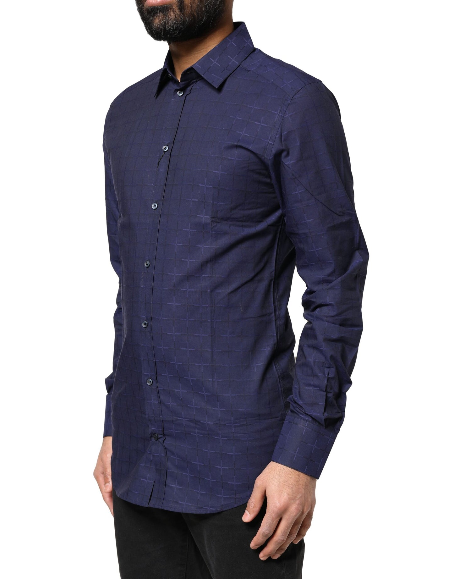 Dolce & Gabbana Blau kariertes Tartan GOLD Formelles Hemd