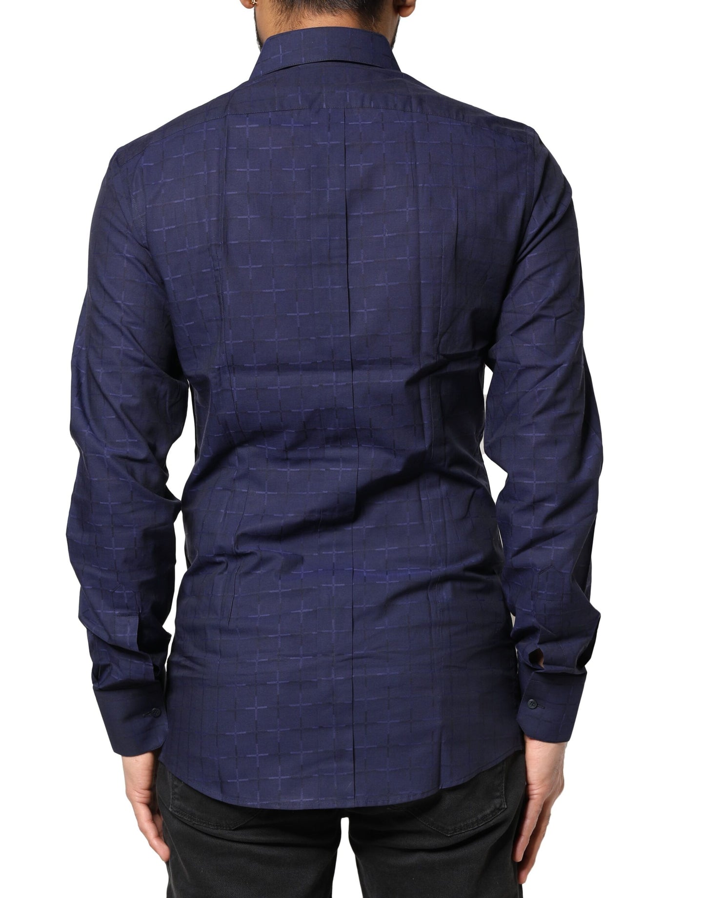 Dolce & Gabbana Blau kariertes Tartan GOLD Formelles Hemd