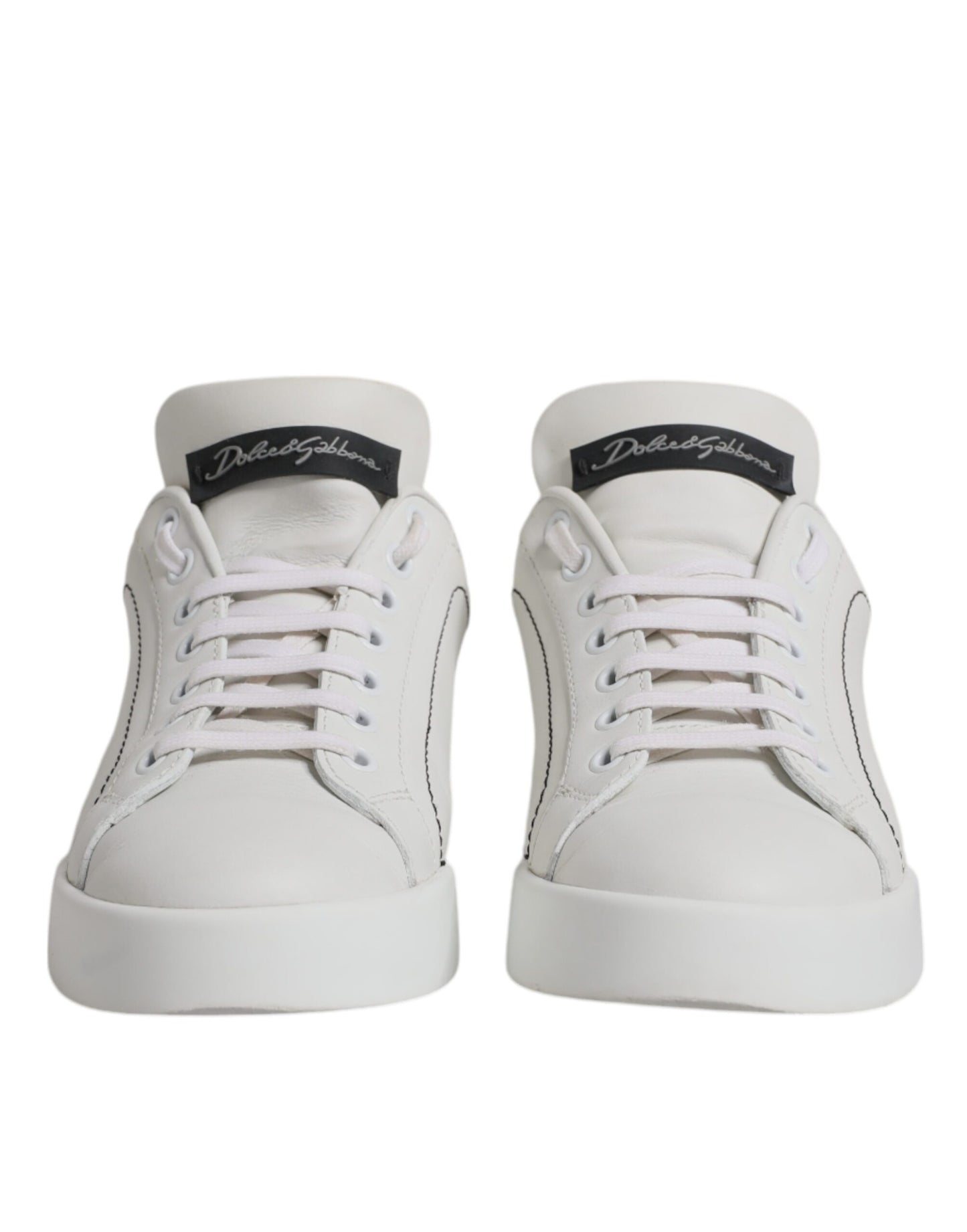 Dolce & Gabbana Weiß Schwarz Leder Low Top Sneakers Schuhe