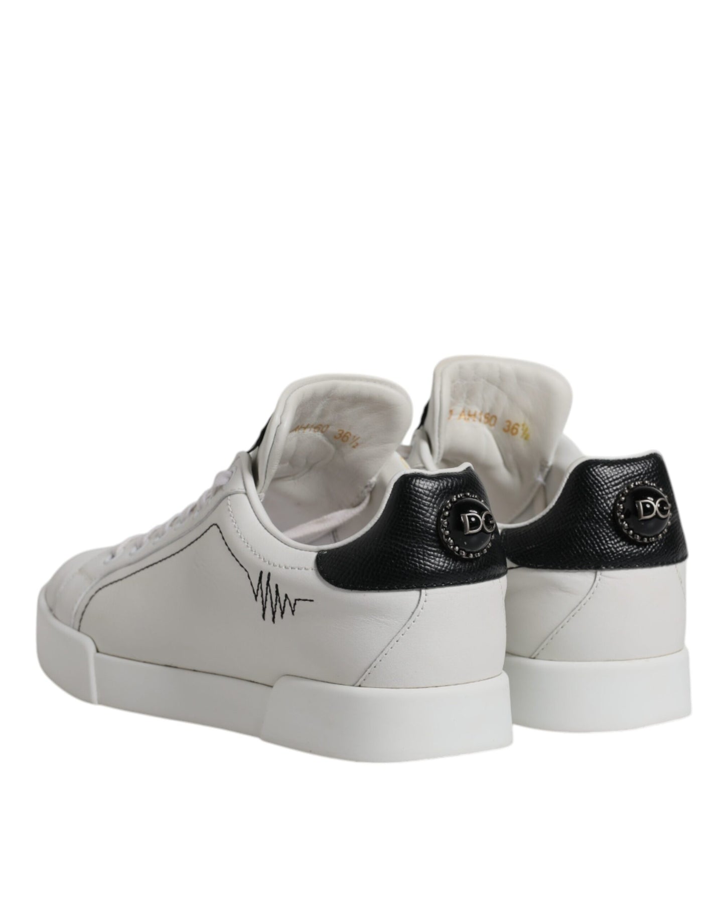 Dolce & Gabbana Weiß Schwarz Leder Low Top Sneakers Schuhe
