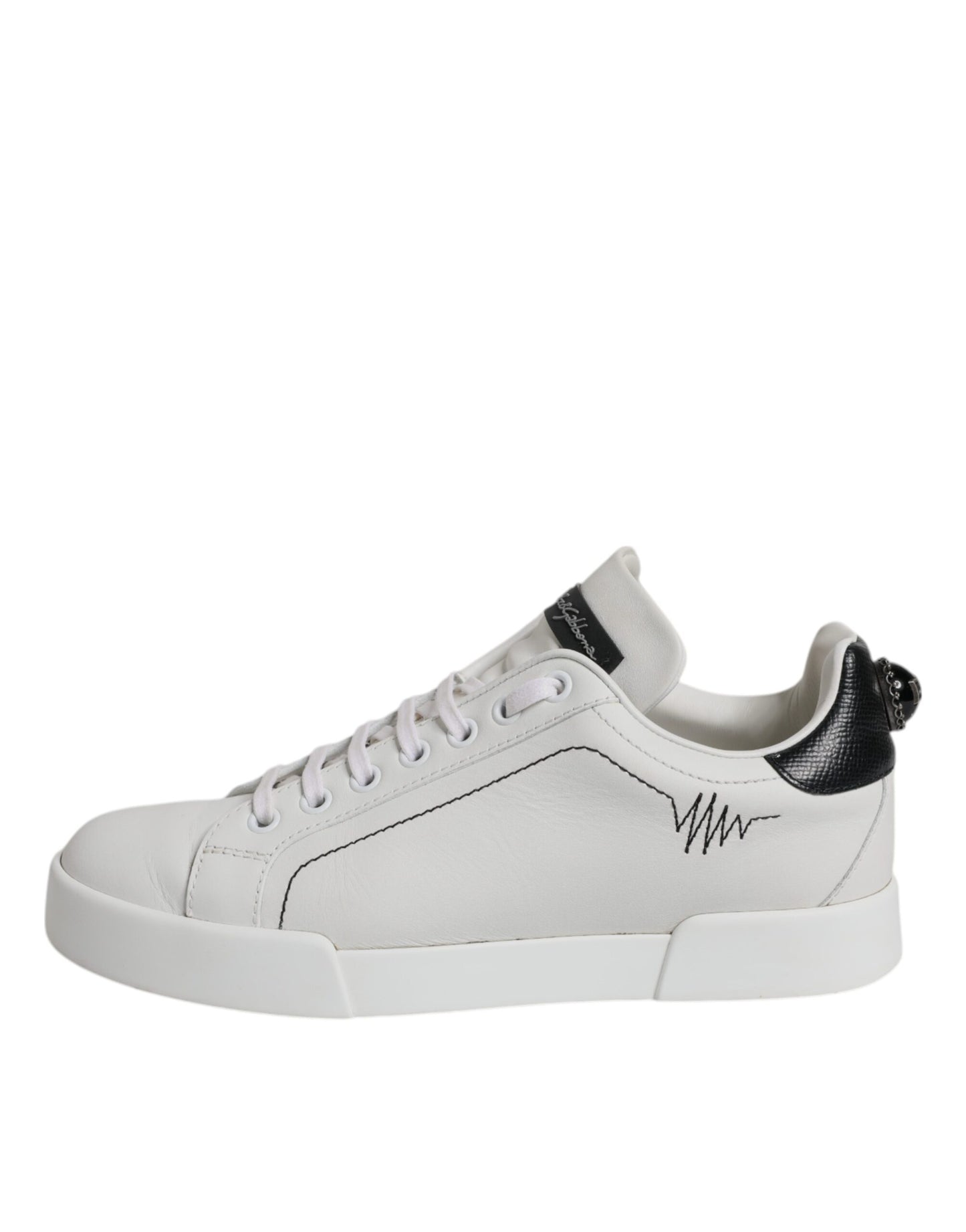 Dolce & Gabbana Weiß Schwarz Leder Low Top Sneakers Schuhe