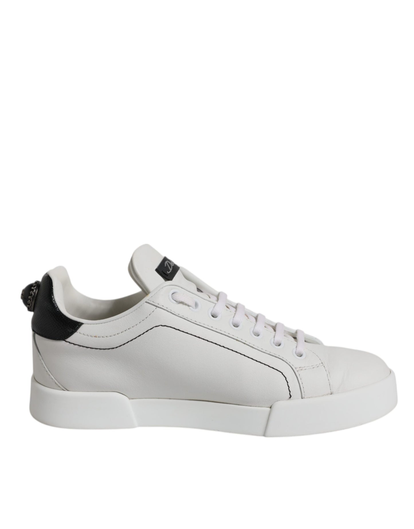Dolce & Gabbana Weiß Schwarz Leder Low Top Sneakers Schuhe