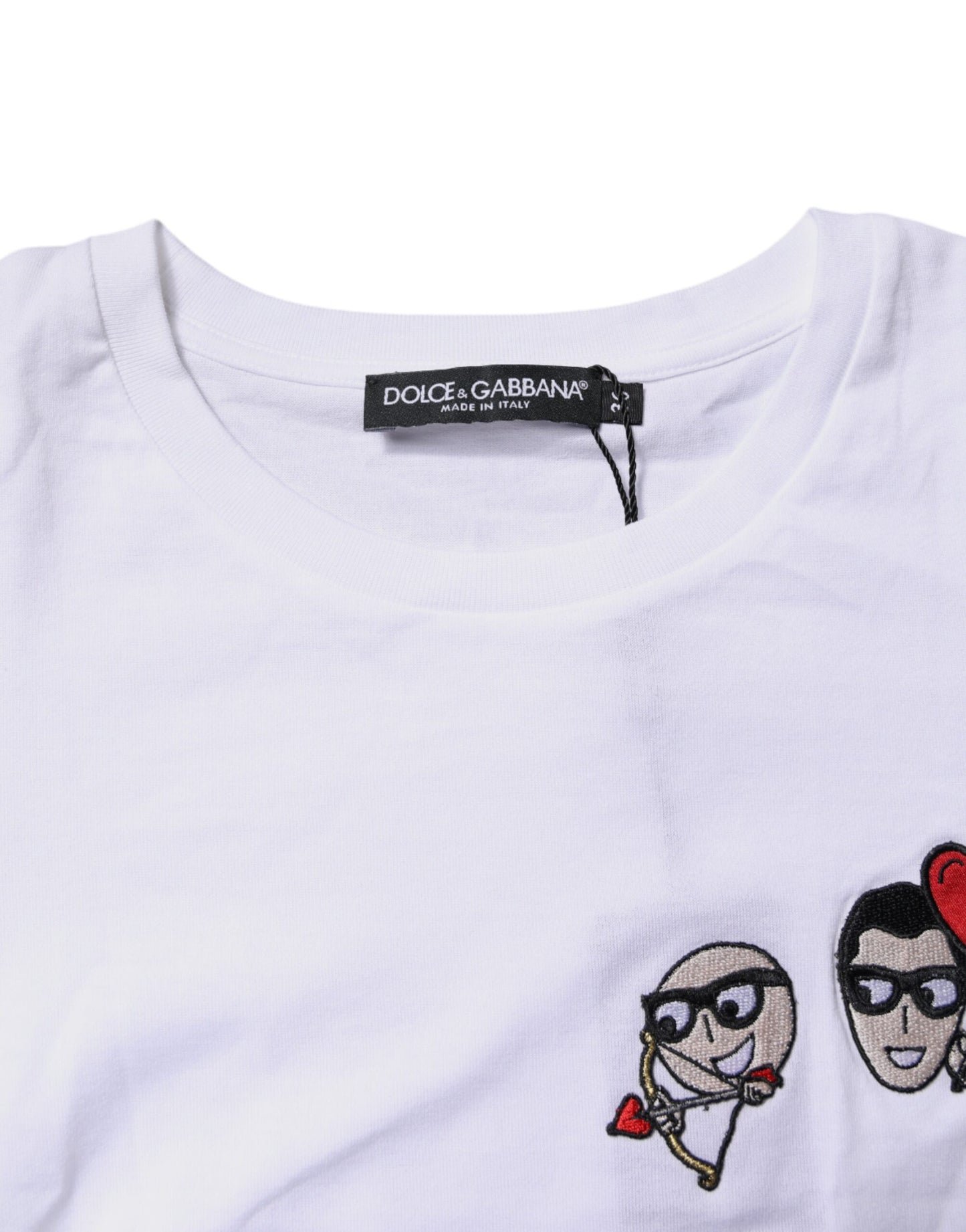 Dolce & Gabbana Weißes #DGFAMILY Baumwoll-Stickerei-T-Shirt