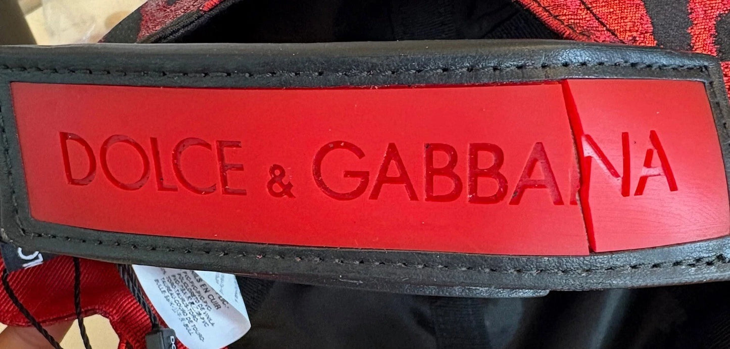 Dolce & Gabbana – Baseballkappe mit 6 Panelen und DG-Logo in Rot mit Leopardenmuster