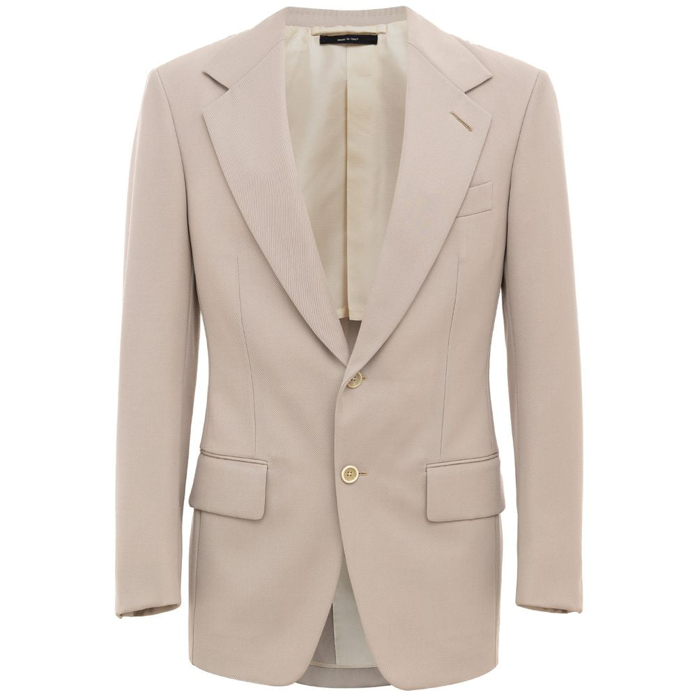 Beigefarbener Anzug und Blazer aus Wolle von Tom Ford