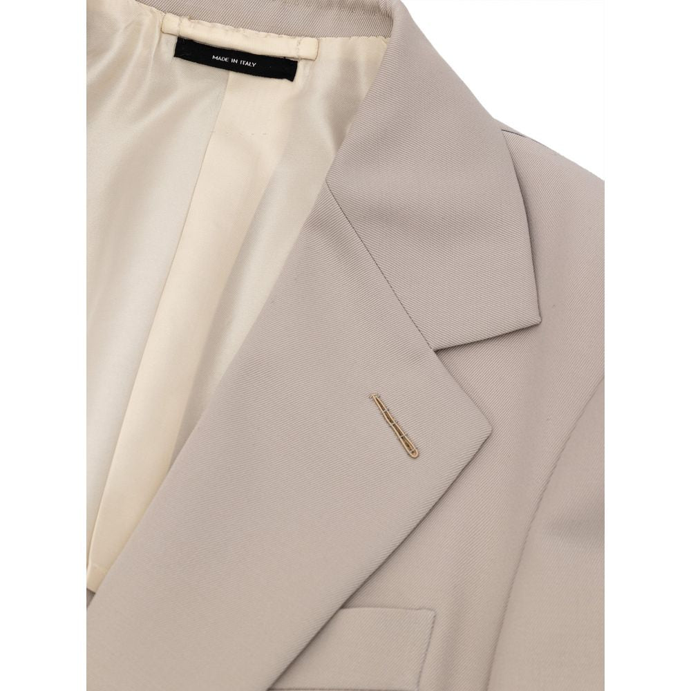 Beigefarbener Anzug und Blazer aus Wolle von Tom Ford