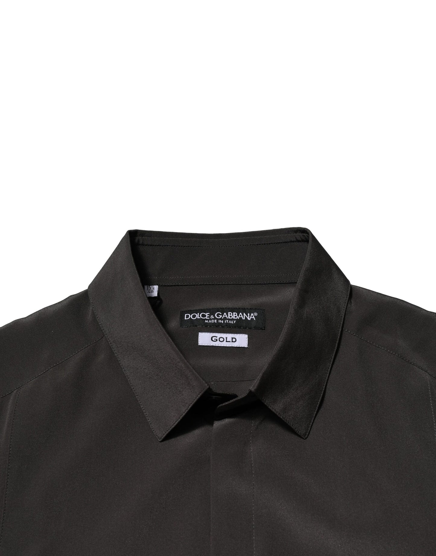 Dolce & Gabbana Dunkelbraunes Seiden-GOLD-Herrenhemd
