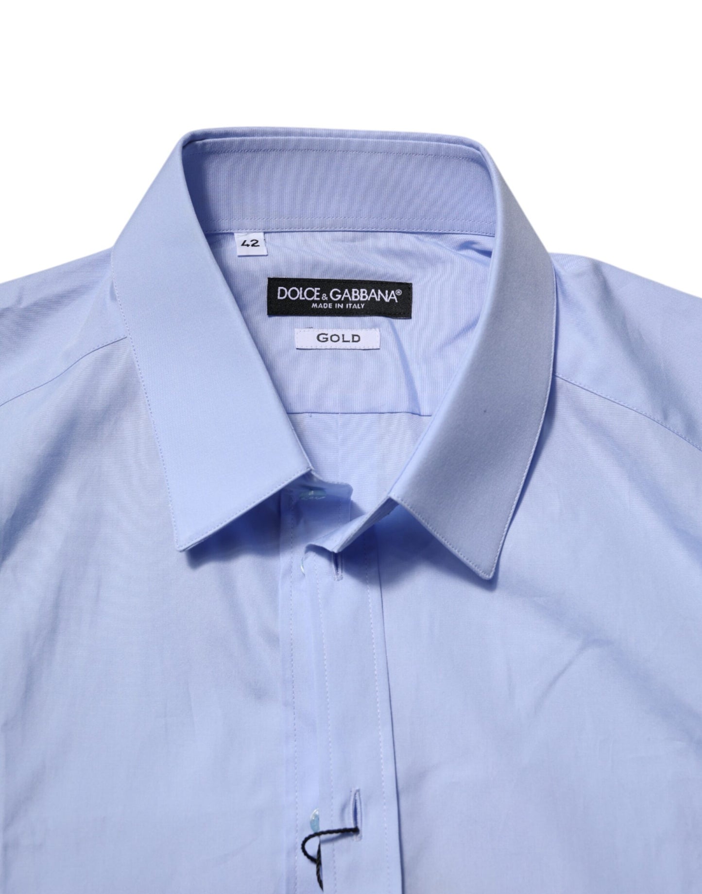Dolce & Gabbana – Blaues, langärmliges Hemd aus Baumwolle in GOLD