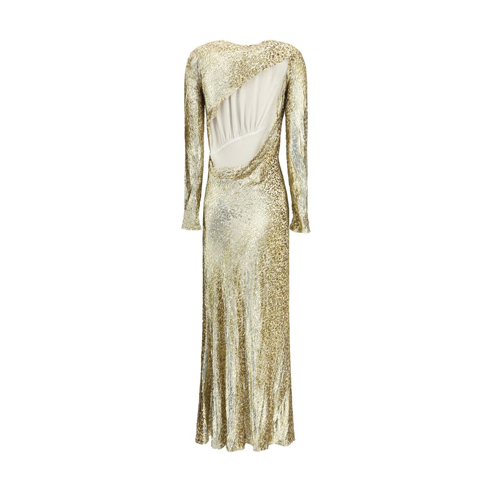 Self-Portrait Langes Kleid aus Goldfaden