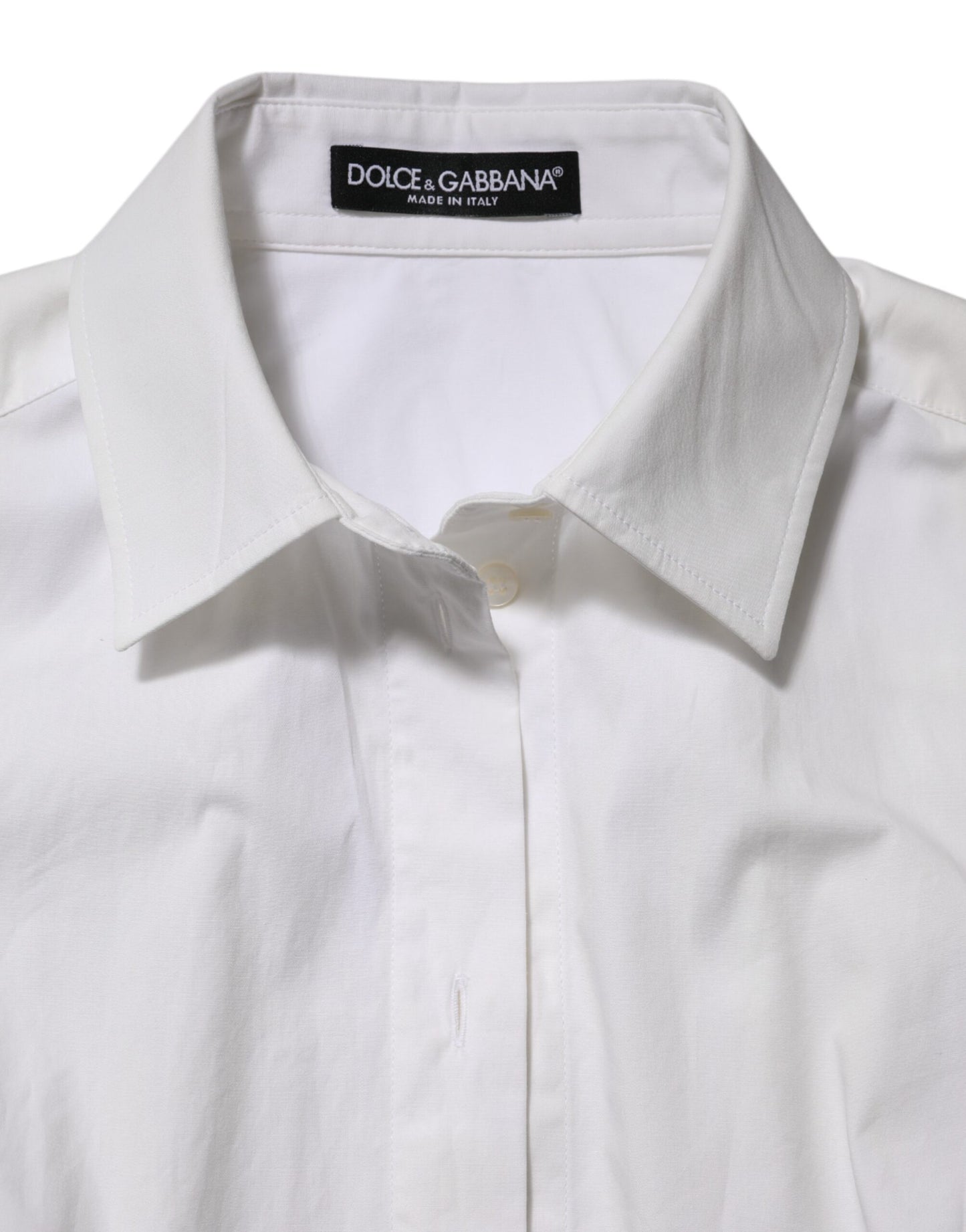 Dolce & Gabbana – Weißes, langärmliges Oberteil aus Baumwolle mit Kragen