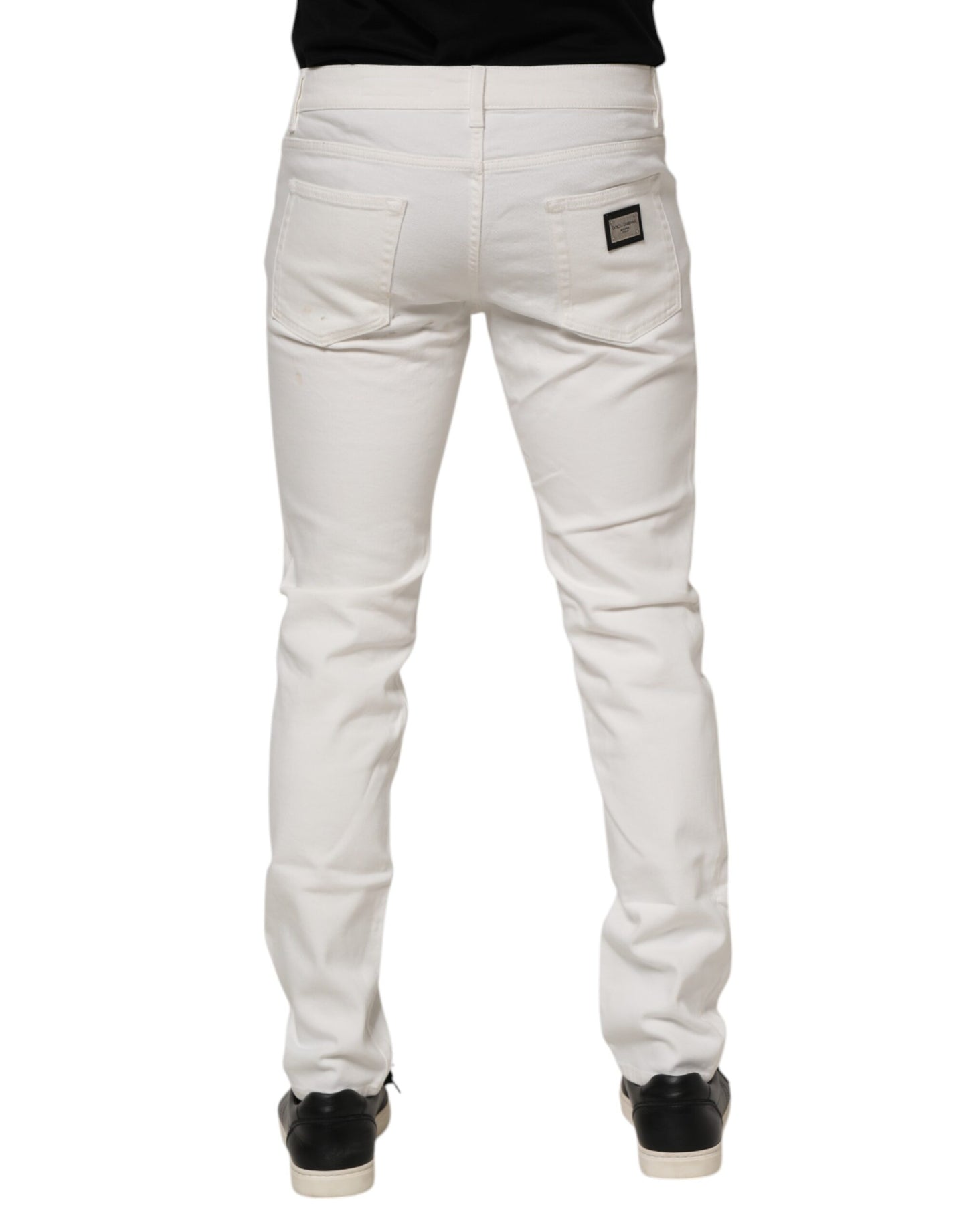 Dolce & Gabbana – Slim-Fit-Jeans aus weißem Baumwoll-Logo