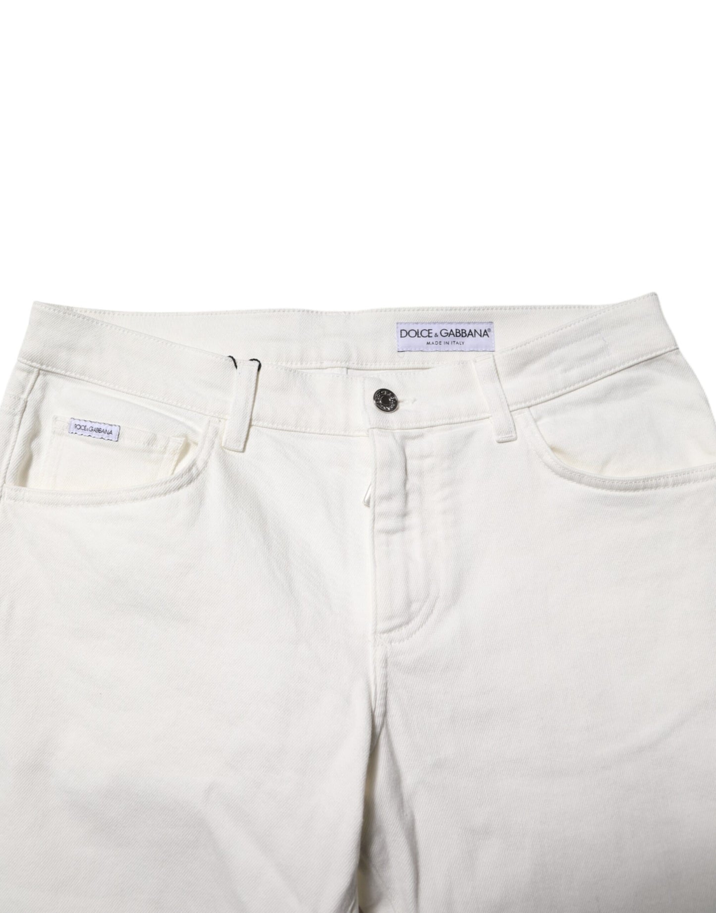 Dolce & Gabbana – Slim-Fit-Jeans aus weißem Baumwoll-Logo